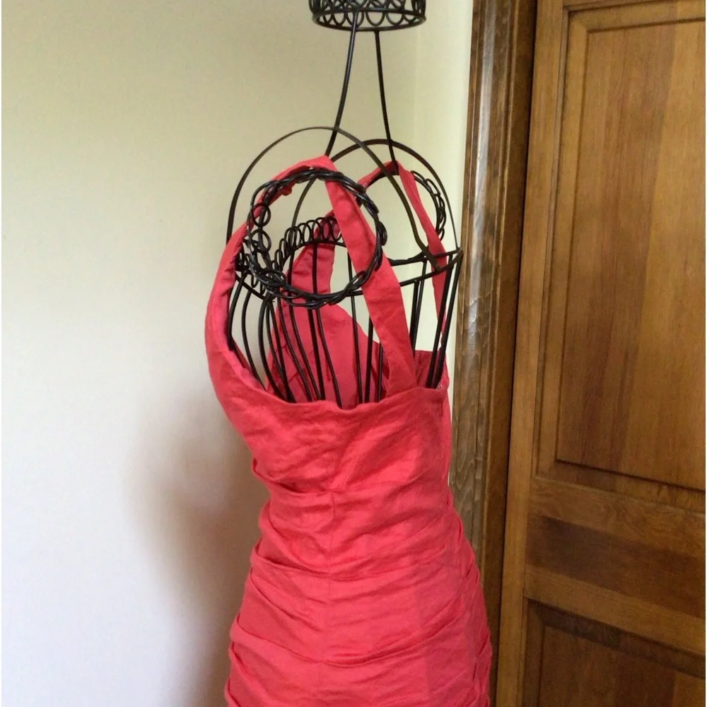 ARTELIER NICOLE MILLER Red Ruched Dress, 0 - Picture 4 of 9